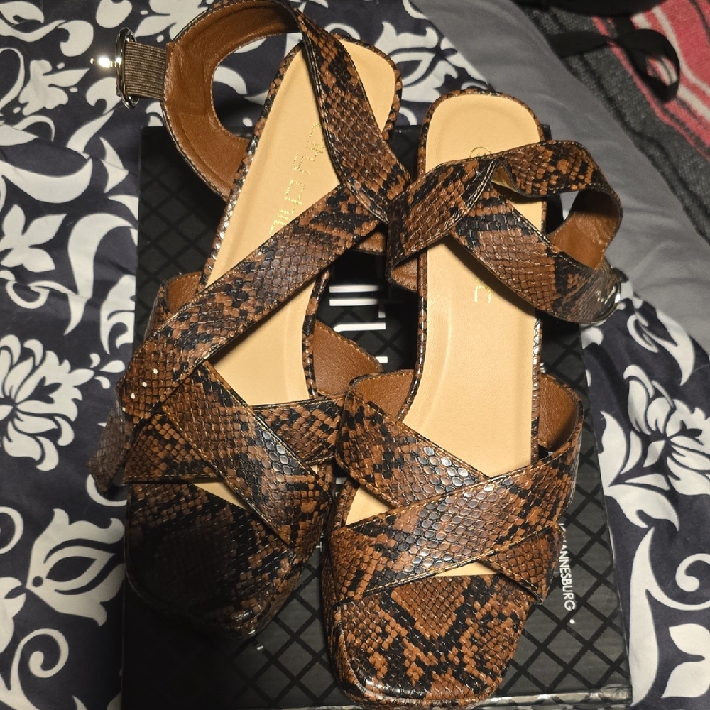 City Chic Brown Snakeskin Sandals